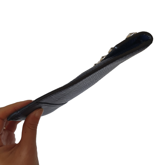 NWOT Rebecca Minkoff Blue Navy Clutch Stars Envelope Leather Silver - Picture 5 of 6